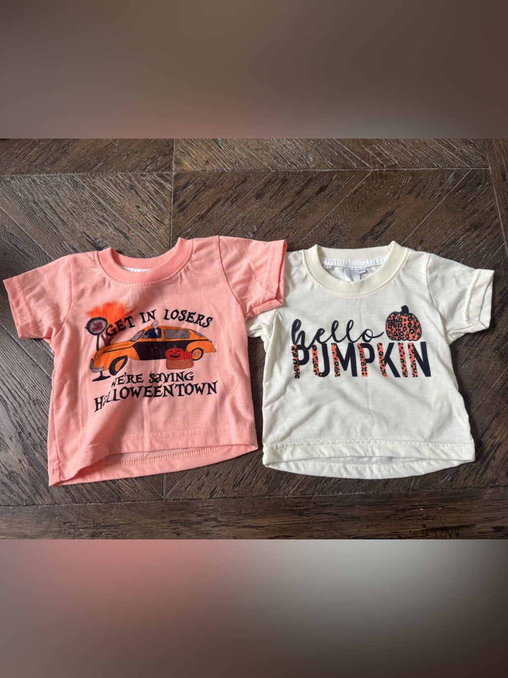 Blanksful Kids Pumpkin Graphic Tee Pair - Pink & Cream